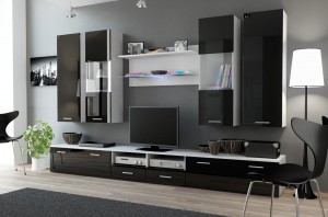 Вітальня DREAM 2 білий - чорний глянець CAMA MEBLE Польща